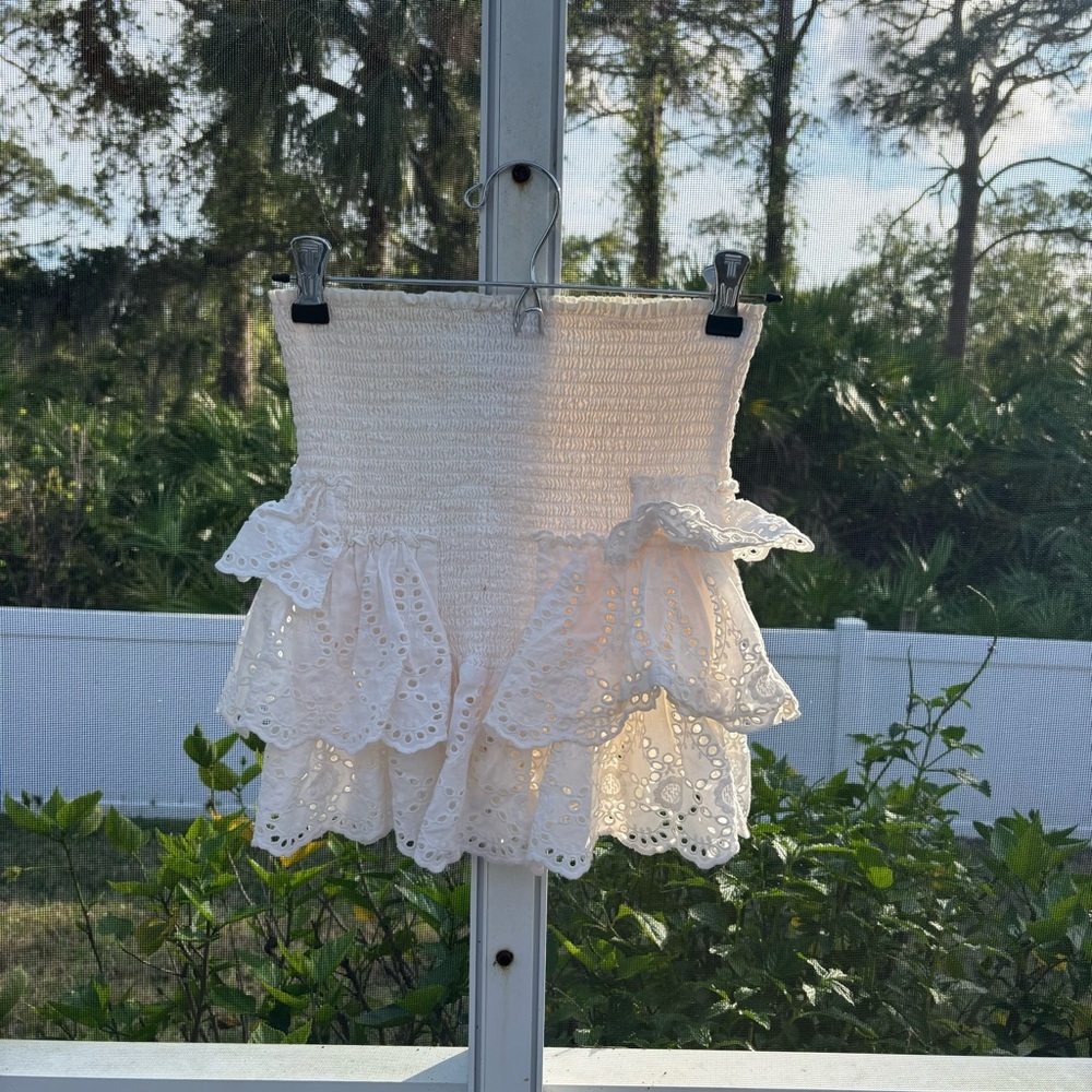 White Eyelet Ruffle Skirt